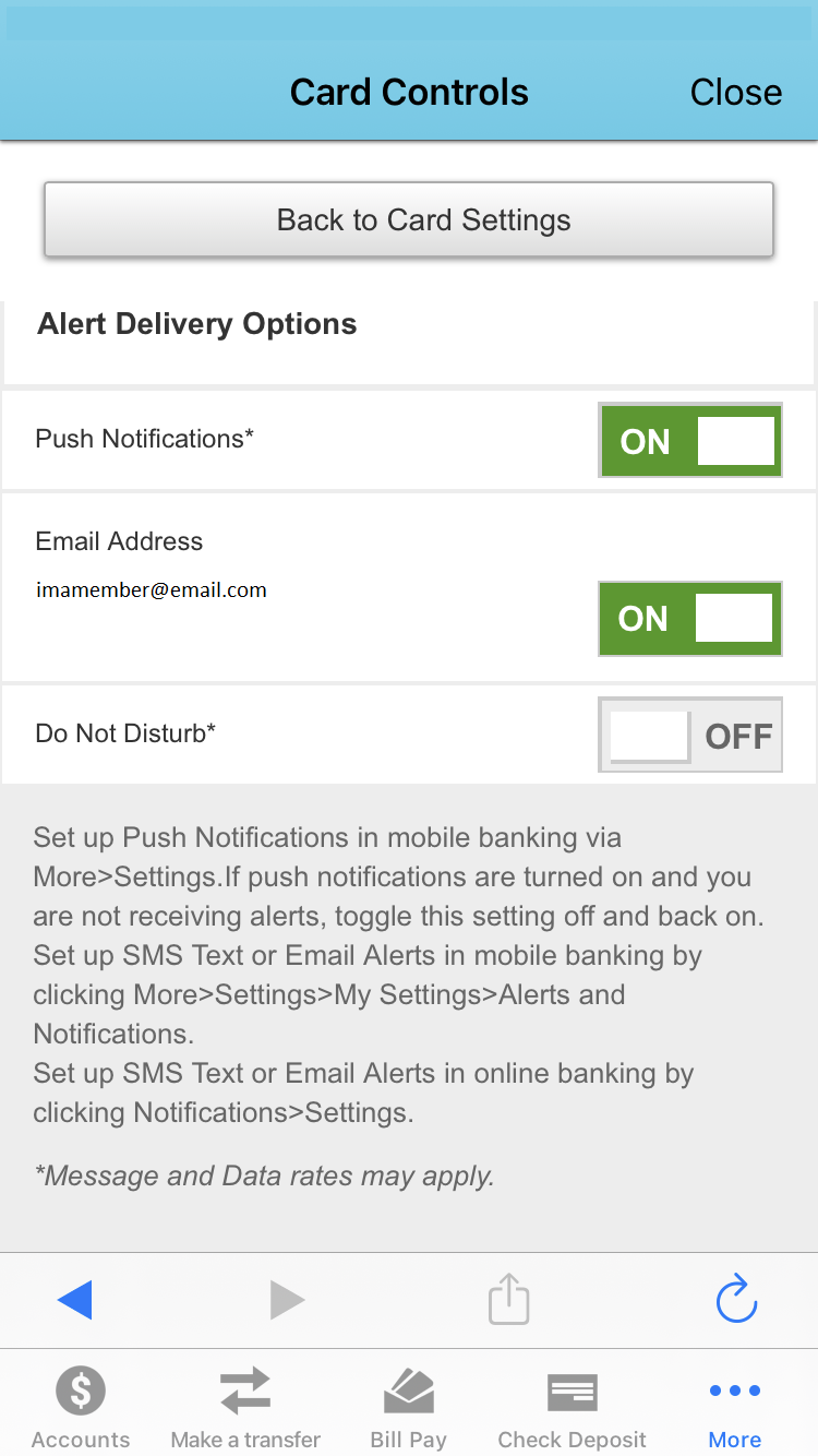 Alert and Control Preferences